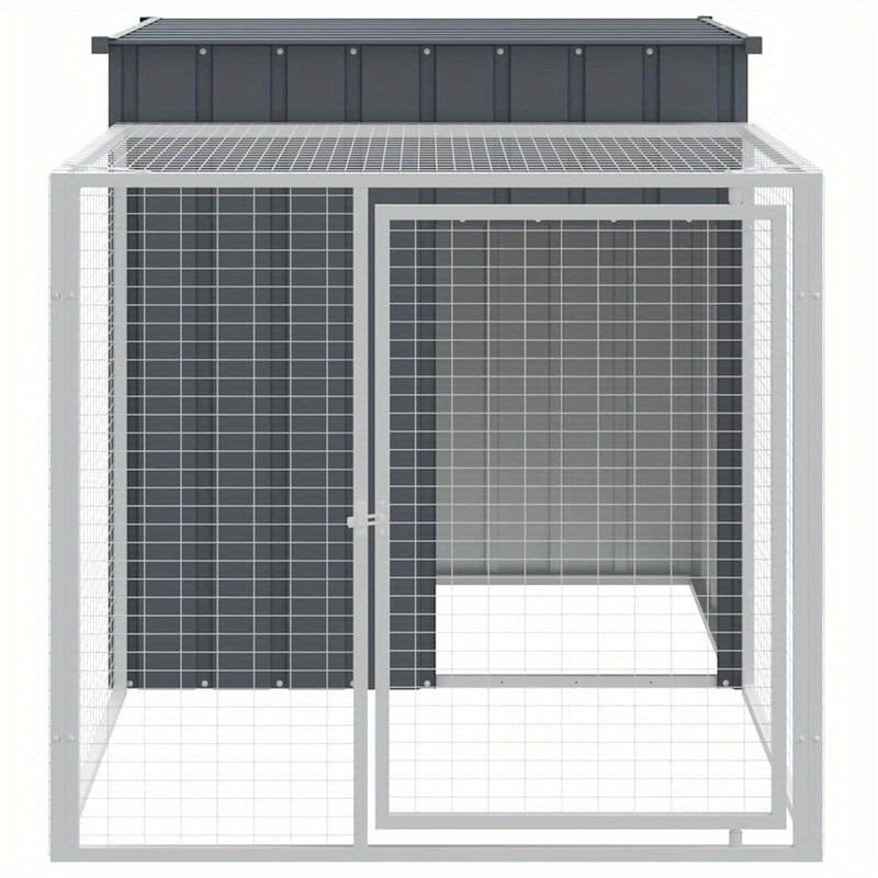 Buitenren Kleine Huisdieren – Knaagdierverblijf – Dierenren – Konijnenren – Caviaren – Anthracite – Gegalvaniseerd Staal – 110x201x110 cm – Weerbestendig – Ventilatienet