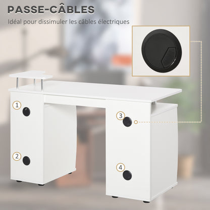 Computertafel – Computerbureau – Bureautafel – Werktafel – Bureau – Wit hout – Ergonomisch ontwerp – Ruime opbergruimte – 120x55x85 cm
