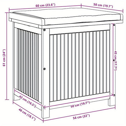 Opbergkist Tuin – Tuinkussenbox – Tuinbox – Opbergbox – Tuinkist – Massief Acaciahout – 60x50x61 cm – Inclusief Crème Wit Zitkussen