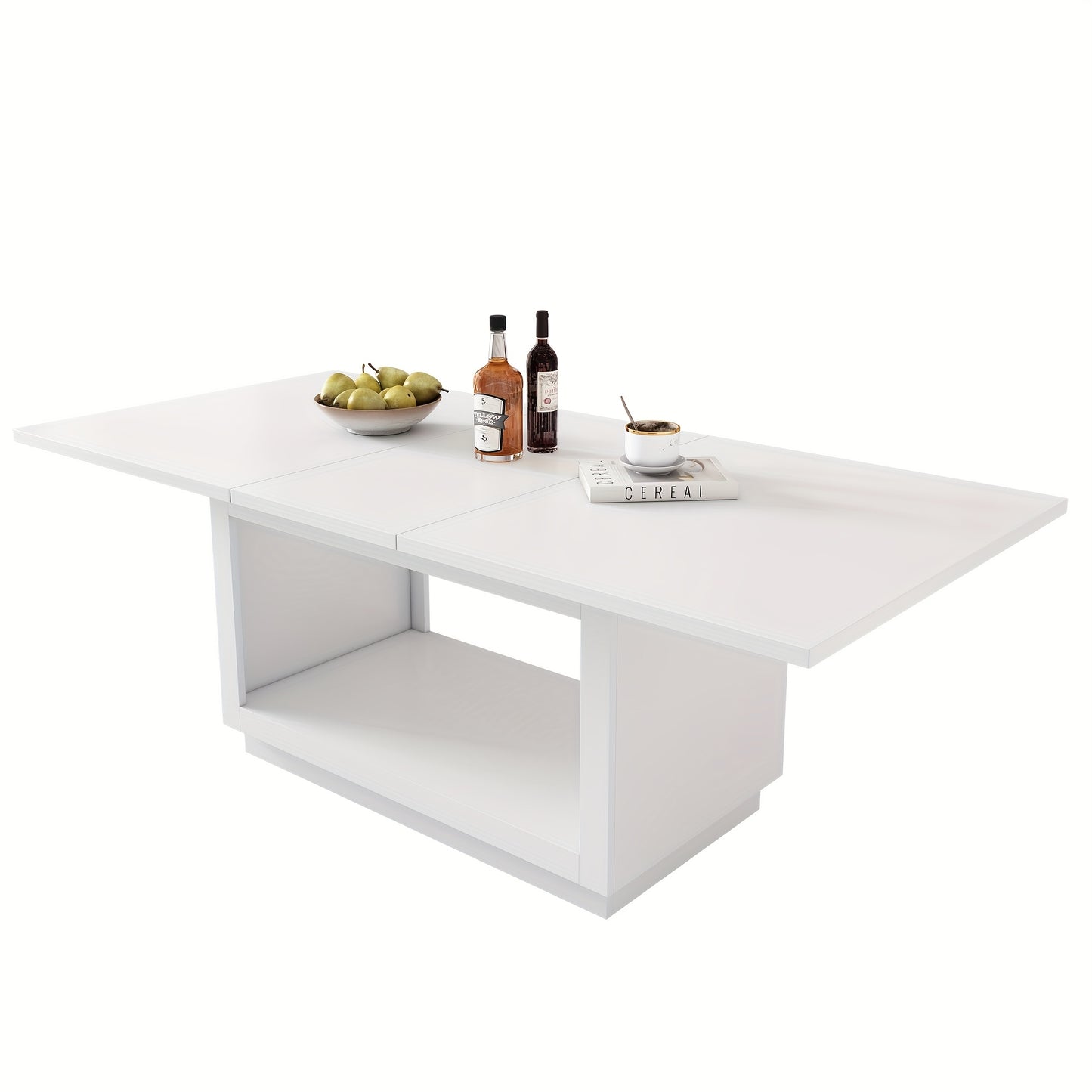 Modern Minimalist Square Metal Dining Table - 177.8cm White Extendable Coffee Table with 4 Chairs, Sturdy & Easy Assembly, Perfect for Small Dining Areas, Dining Table Decor