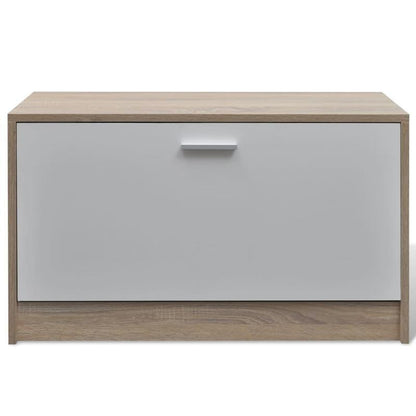 Schoenenkast – Schoenenrek – Schoenenopberger – Schoenenkast smal – Schoenenbankje – 3-in-1 Met Spiegel en Opbergruimte – Duurzaam Hardhout Wit/Natuurkleur – Ruimtebesparend Smal Ontwerp