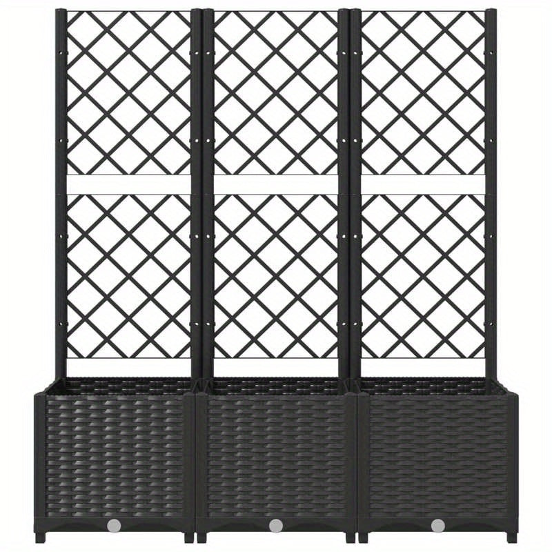 Plantenbak – Bloembak – Moestuinbak – Bloempot – Tuinbak – Met Klimrek – Zwart – Duurzaam Polypropyleen – Afmetingen 120x40x136 cm