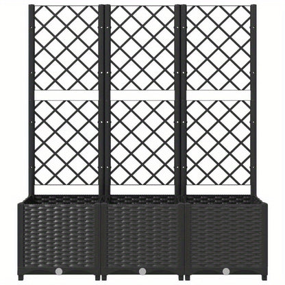 Plantenbak – Bloembak – Moestuinbak – Bloempot – Tuinbak – Met Klimrek – Zwart – Duurzaam Polypropyleen – Afmetingen 120x40x136 cm