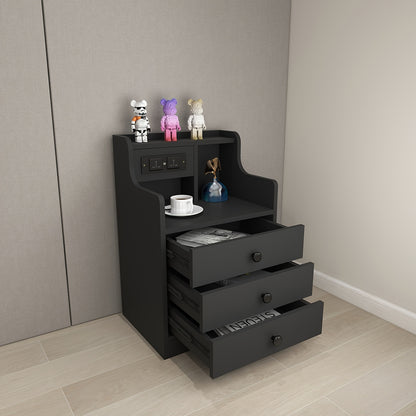 Space-Saving Side Table with Pull-Out Drawers - 45x50x68cm Multi-Layer Storage Cabinet, Scratch-Resistant & Easy-Clean Surface for Living Room/Bedroom