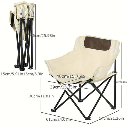 Inklapbare Campingstoel – Vouwstoel – Tuinstoel – Strandstoel – Buitenzaelstoel – Stalen Frame – Waterafstotend Oxford-materiaal – Zijvakken – Inclusief Draagtas – Wit