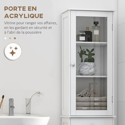 Kolomkast badkamer – kolommeubel – hoge kast – badkamerkast – kolomopberger – wit MDF – verstelbare planken – waterbestendig design