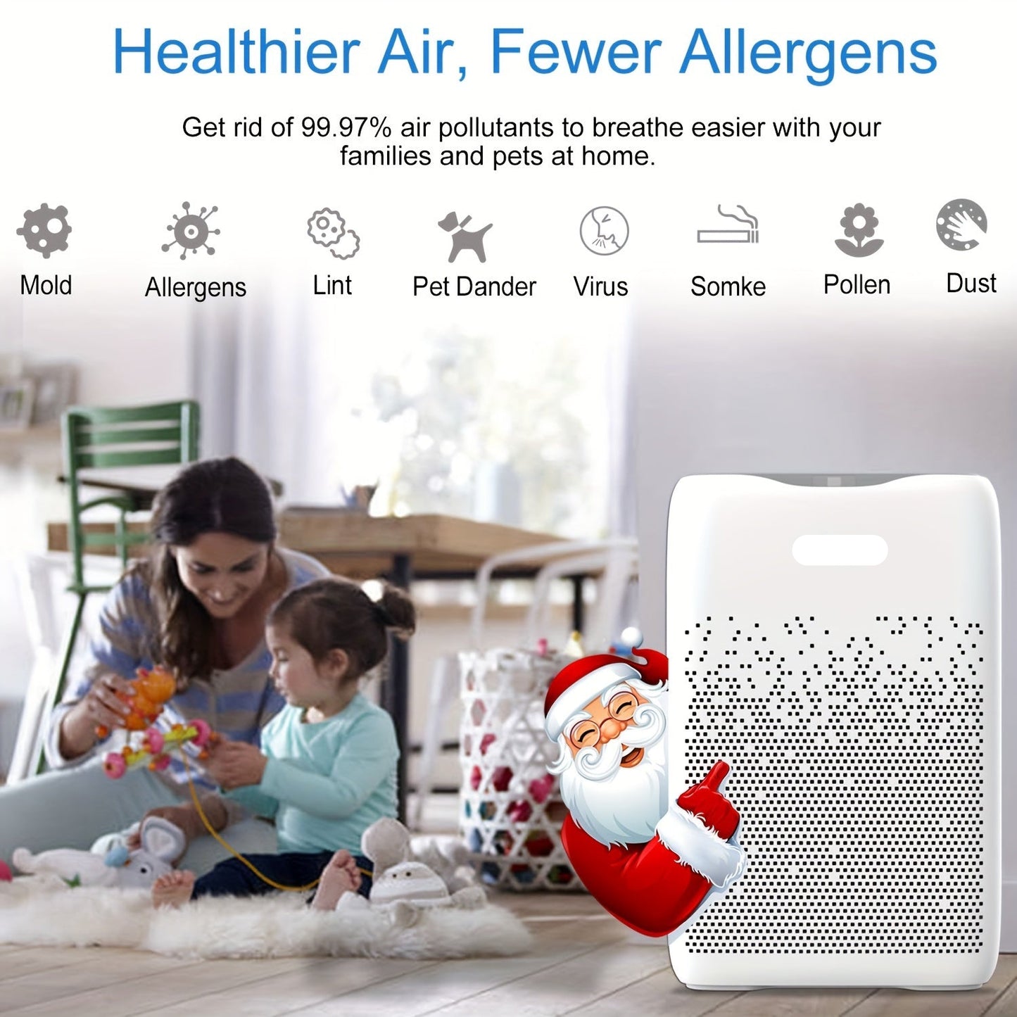 Luchtreiniger – Luchtzuiveraar – HEPA Filter – Allergiezuiveraar – Rookfilter – 4-in-1 Filtertechnologie – Geschikt voor 60 m² – Stil en Timerfunctie