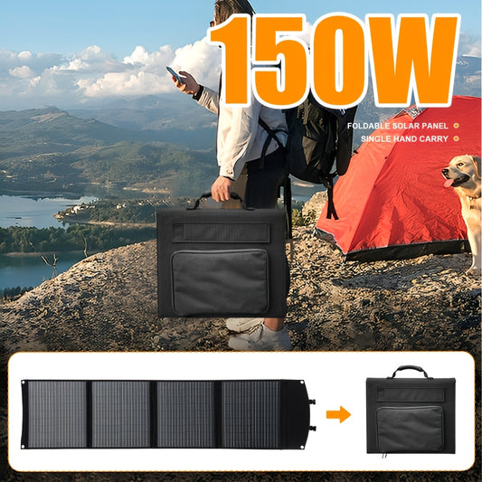 Opvouwbaar Monokristallijn Zonnepaneel – Draagbaar Zonnecelpaneel – Campingpaneel – USB Zonnepaneel – 150W Vermogen – Compact Lichtgewicht - QUORE