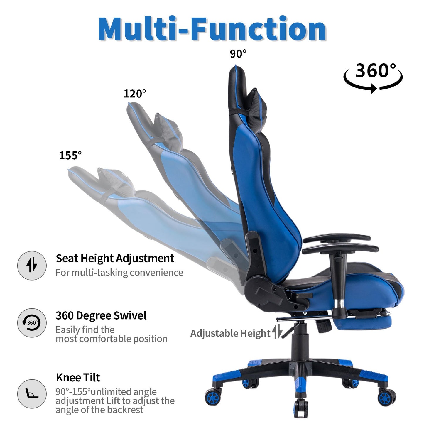 Gamingstoel – Gamestoel – Gaming Chair – Game Stoel – Bureaustoel – Volledig Verstelbare Rugleuning – Uitschuifbare Voetsteun – Rood Kunstleer – Ergonomisch