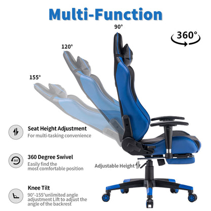 Gamingstoel – Gamestoel – Gaming Chair – Game Stoel – Bureaustoel – Volledig Verstelbare Rugleuning – Uitschuifbare Voetsteun – Rood Kunstleer – Ergonomisch