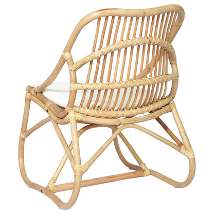 Rotan Stoel – Rotan Fauteuil – Rotan Lounge Stoel – Tuinstoel – Bistrostoel – Natuurlijk Rotan Frame – Comfortabel Linnen Kussen