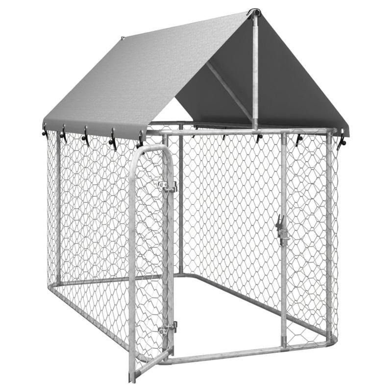 Hondenkennel – Hondenkooi – Hondenren – Buitenkennel – Dierenverblijf – Ruim 200x100x150 cm – Weerbestendig Staal Met Dak