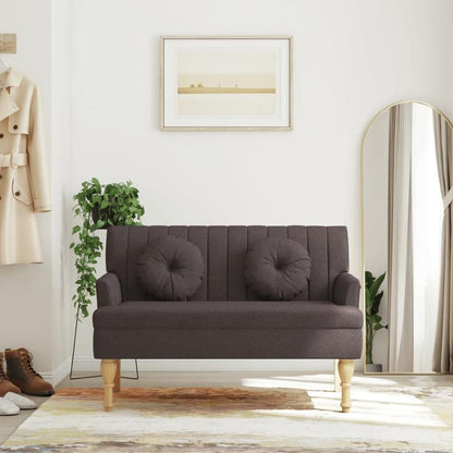 Bankje – Zitbank – Halbankje – Woonkamerbank – Slaapkamerbank – Massief Houten Frame – Donkerbruin Champagne Met Pluche Kussens – 114x65x75 cm