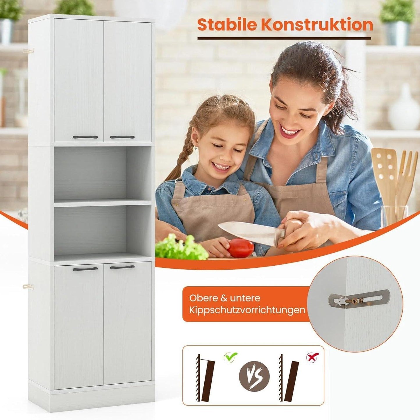 Keukenkast – Opbergkast – Buffetkast – Bovenkast – Onderkast – 190 cm Hoog – Lichtgrijs Mat Houtnerf