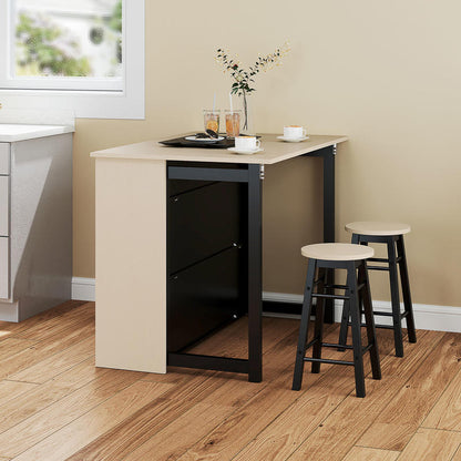 Bardes – Barset – Bartafel – Barkrukken – Opbergmeubel – Inklapbaar Tafelblad – 2 Comfortabele Barkrukken – 6 Handige Opbergvakken