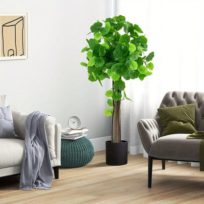 Artificial Plant 110 Cm, Artificial Plant Ornamental Apple Tree, Artificial Tree with Pot, Green Plants with Realistic Leaves & Wooden Trunk, Decorative Plant Houseplant for Home Office, Green