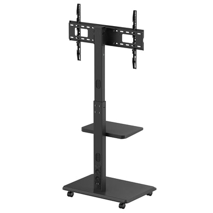 Tv meubel – Tv kast – Tv dressoir – Tv steun – Tv standaard – Mobiel verrijdbaar – Geschikt voor 37-75 inch – Draagvermogen 50 kg – Met plank en geïntegreerde stroomvoorziening