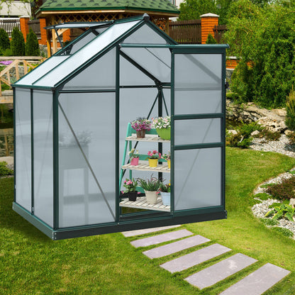 Tuinkas – Kweekkas – Broeikas – Kas – Groentekas – Polycarbonaat – Aluminium Frame – UV 30+ Bescherming – Versterkte Basis – Ventilatie & Schuifdeur – Groen 2,5 m²
