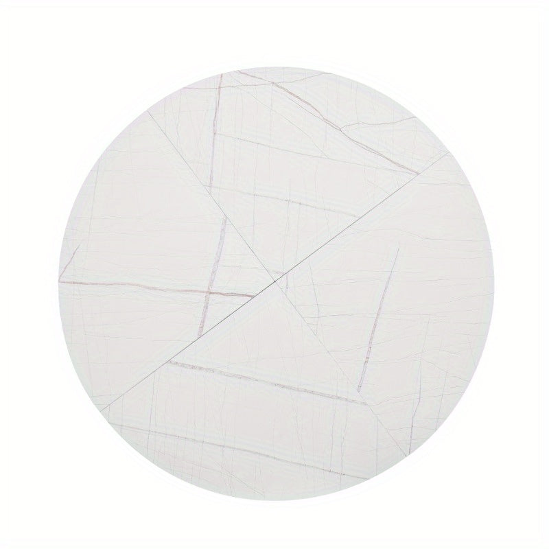 Ronde Eettafel – Ronde Tafel – Eetkamertafel – Keukentafel – Kleine Tafel – Marmerlook Blad – Stevig Metalen Frame – 100 cm Diameter – 4-6 Personen