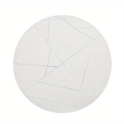 Ronde Eettafel – Ronde Tafel – Eetkamertafel – Keukentafel – Kleine Tafel – Marmerlook Blad – Stevig Metalen Frame – 100 cm Diameter – 4-6 Personen