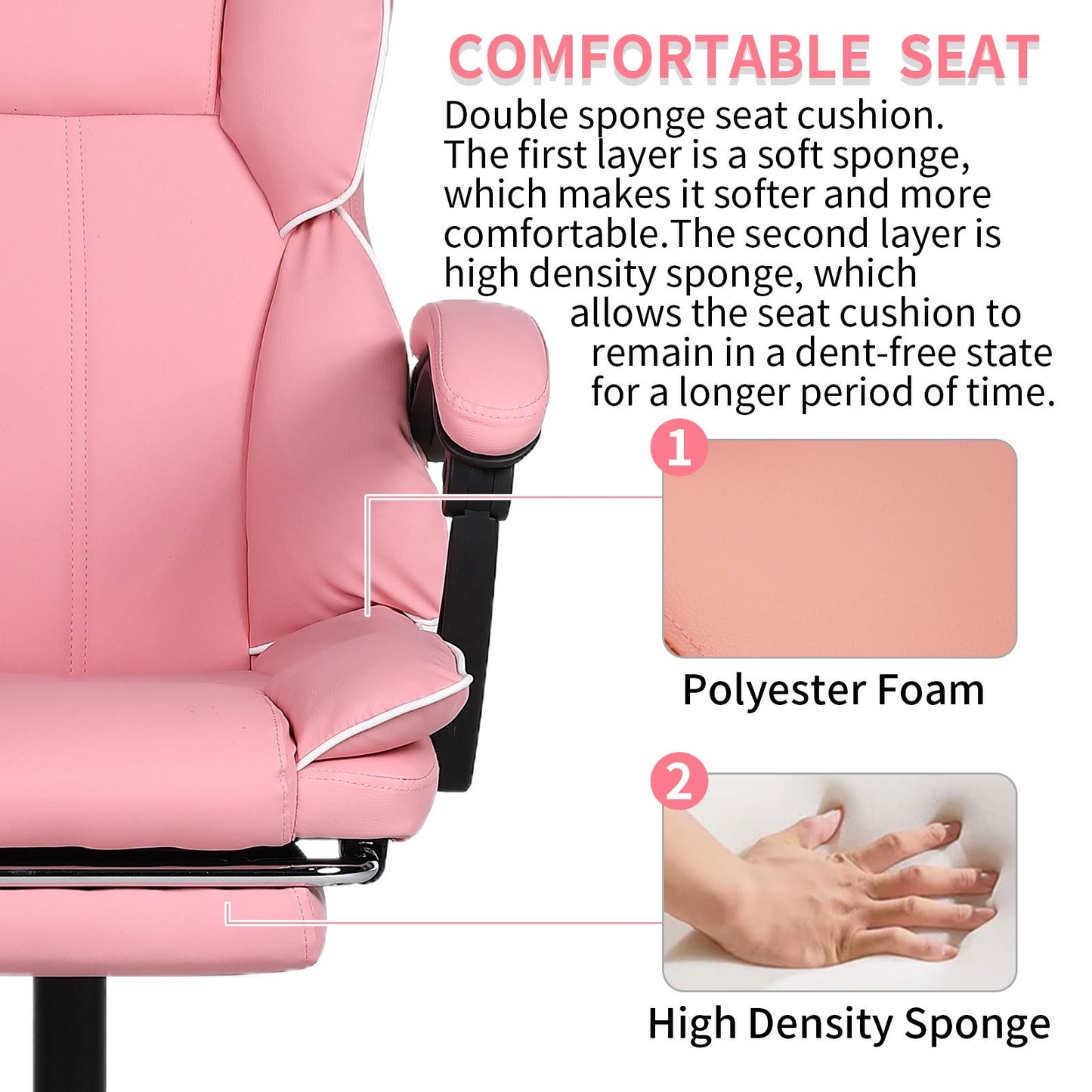 Gamingstoel – Gamestoel – Gaming Chair – Game Stoel – Bureaustoel – Ergonomisch – Verstelbare Hoogte – PU Leer – Zachte Schuimvulling – Stevige Rugsteun – Paars-Wit – 5-Wielbasis – Geschikt Voor Volwassenen En Tieners