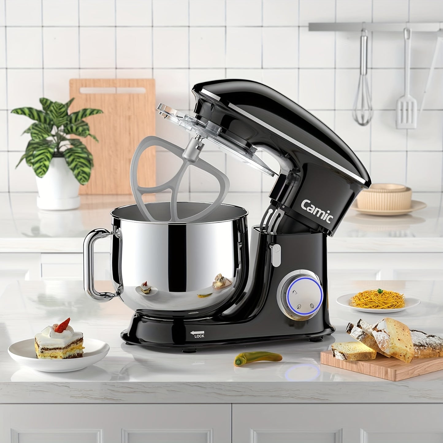 Standmixer – Keukenmixer – Deegmixer – Mengmachine – Elektrische Mixer – Zwart – 1500W Krachtige Motor – 8 Liter Grote Mengkom