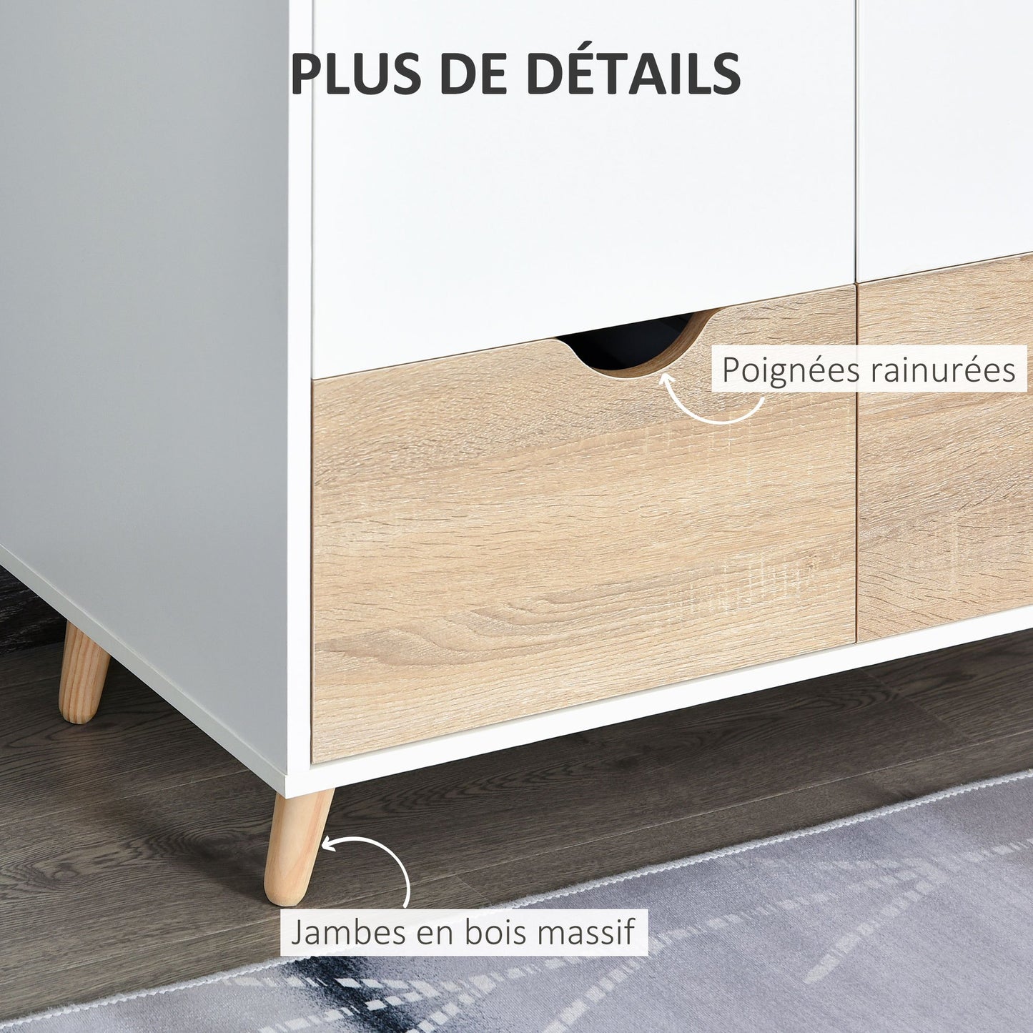Kledingkast – Garderobekast – Opbergkast – Slaapkamerkast – Witte Kast – Scandinavisch Design – 80x40x180 cm – Melamine Coating