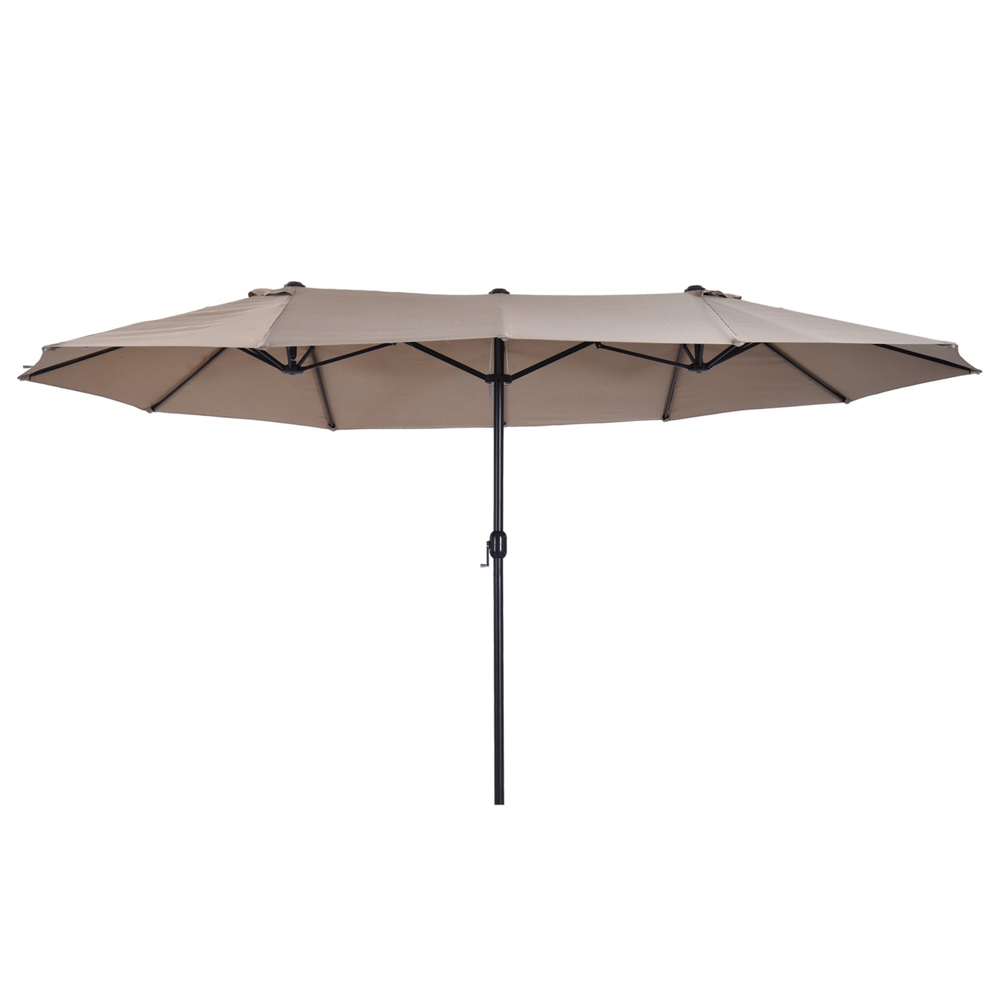 Dubbele Parasol – Grote Tuinparasol – Dubbele Zonnescherm – Outdoor Schaduwdoek – Lichtbruine Parasol – Draaiknop Opening – Stalen Frame 460x270x240 cm