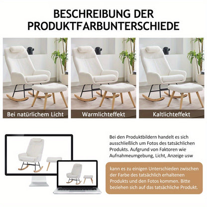 Schommelstoel – Relaxstoel – Fauteuil – Loungestoel – Woonkamerstoel – Teddy Velvet Bekleding – Geïnjecteerd IJzeren Frame Met Rubberen Poten