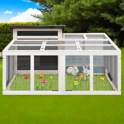 Konijnenhok – Konijnenkooi – Knaagdierenhok – Dierenverblijf – Buitenhok – Massief Grenenhout – 144x123x67,5 cm – Duurzaam en Weerbestendig