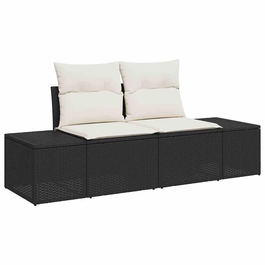 Tuin Loungeset – Tuinmeubel Set – Buiten Sofa Set – Loungeset Balkon – Loungeset 5 Personen – Weerbestendig Poly Rattan – Afneembare Wasbare Kussens Crème