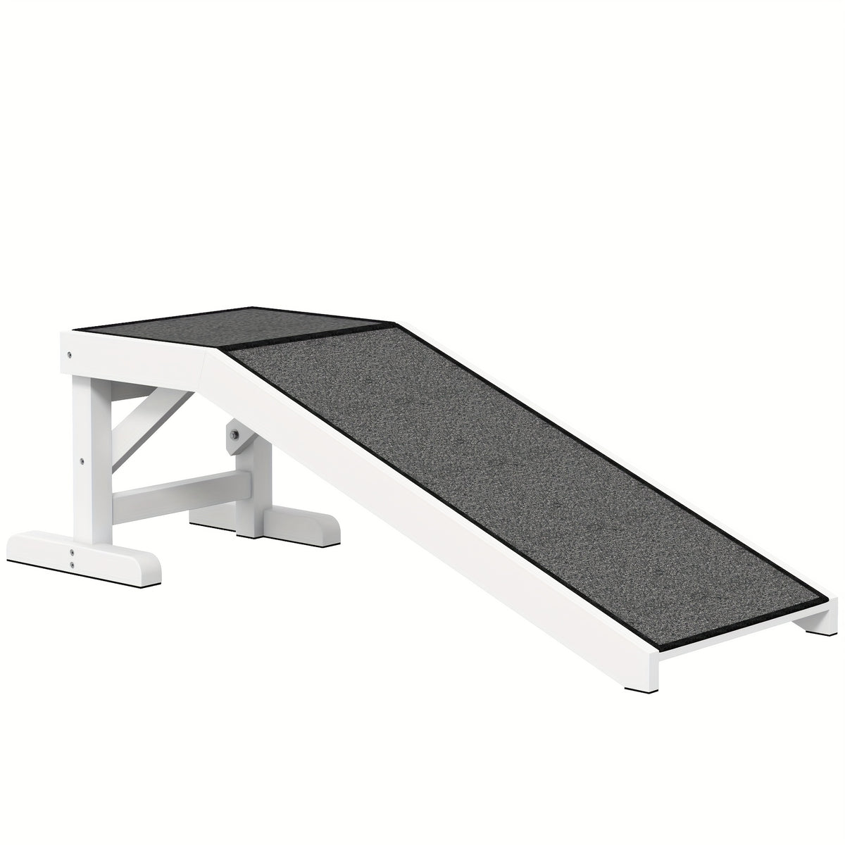Hondenloopplank – Hondenladder – Huisdiertrap – Hondentrap – Loopplank Voor Honden – Antislip Tapijt – Geschikt Tot 30 kg – Kunststof Met Polyester Fiber – Wit Grijs