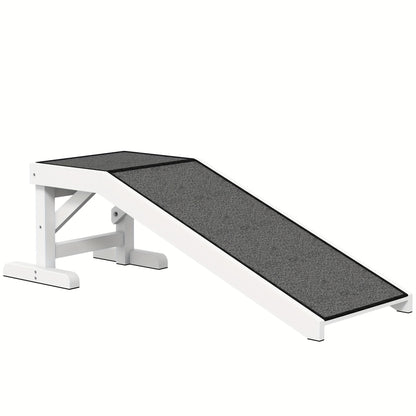 Hondenloopplank – Hondenladder – Huisdiertrap – Hondentrap – Loopplank Voor Honden – Antislip Tapijt – Geschikt Tot 30 kg – Kunststof Met Polyester Fiber – Wit Grijs