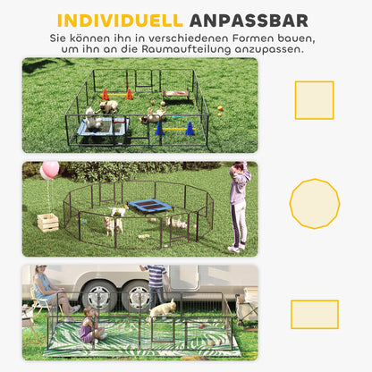 Pet Enclosure, Puppy Playpen, 12 Panels, Outdoor & Indoor, Black