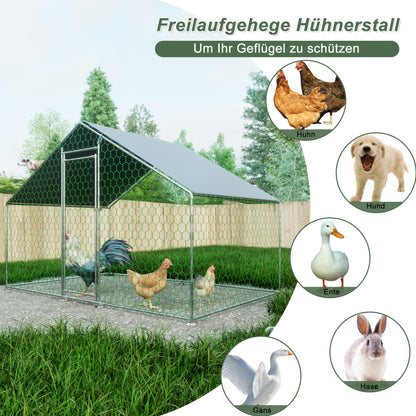 Kippenren – Kippenhok – Pluimveeverblijf – Buitenren – Dierenren – Metaal – 3x2 Meter – Weerbestendig Dak – Eenvoudige Montage