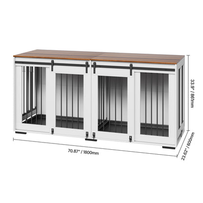 Hondenbench – Hondenkooi – Hondenhok – Hondenkooi Meubel – Bench Voor Grote Honden – 72 Inch – Houten Bank – Uitneembare Plastic Trays