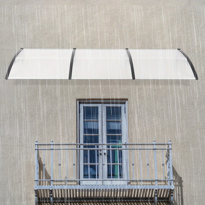 Boogluifel – Luifel – Overkapping – Zonnescherm – Afdak – Transparant Zwart Aluminium Frame – 90x300 cm – Weerbestendig & Eenvoudige Montage