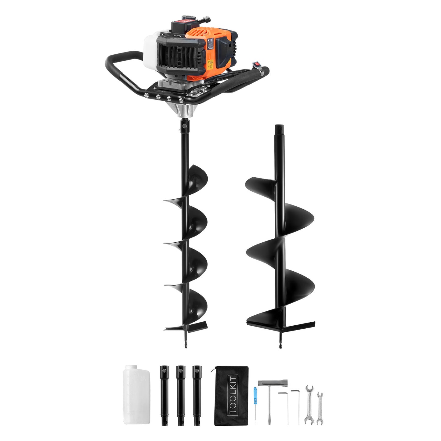 Grondboor – Palenboor – Bollenboor – Tuinboor – Boormachine Boor – 52cc Benzinemotor – 6” & 10” Stalen Boorbits Met Verlengstangen