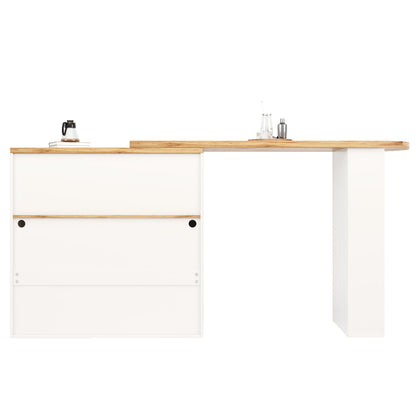 Modern White Metal Extendable Bar & Dining Table with Swivel Top, Adjustable Length, Storage Shelves & Wine Rack - Space-Saving High Bistro Table for Home Kitchen, Restaurant, Cafe - Easy Assembly, Durable Contemporary Design