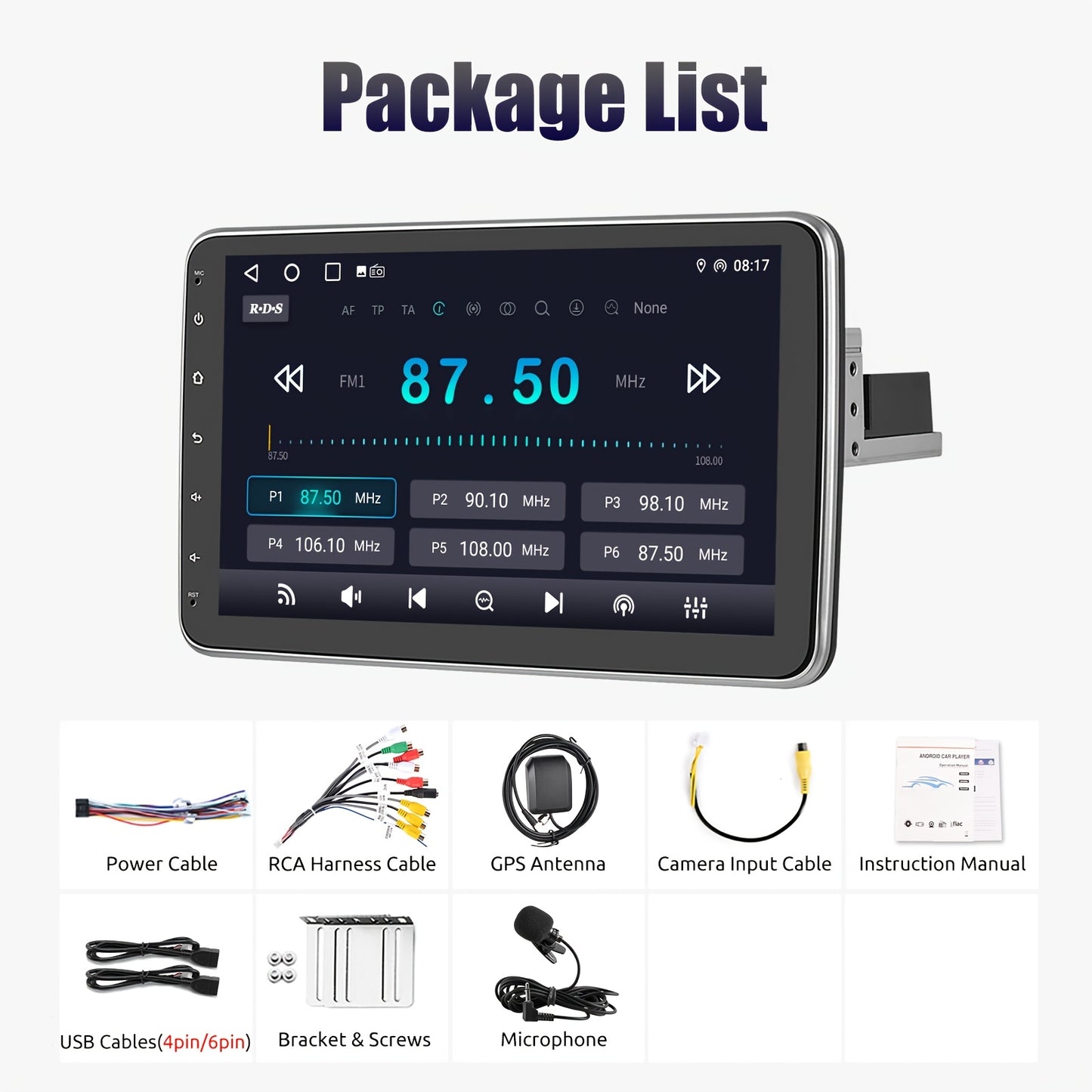 Autoradio – Auto Stereo – Multimedia Speler – Android Headunit – Single DIN – 10,1 Inch Draaibaar HD Touchscreen – Android 14.0 Besturingssysteem – Wireless CarPlay & Android Auto