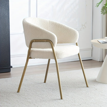 Witte Eetkamerstoelen – Design Stoelen – Moderne Stoelen – Comfortabele Stoelen – Luxe Stoelen – Gouden Metalen Frame – Gemakkelijk Schoon Te Maken