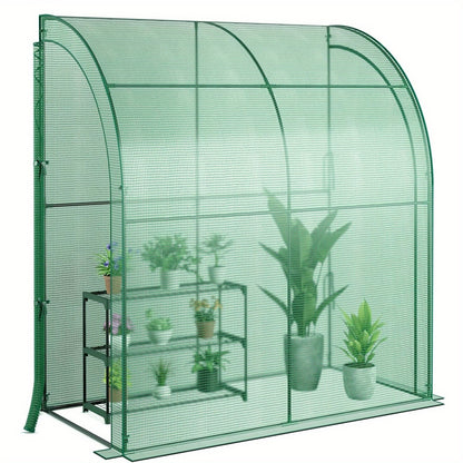 Mini Kweekkas – Tuinkas – Kas – Serre – Plantenkas – 198,5x98x215 cm – Inclusief 3-laags Bloementerras – Weerbestendig PE & Metaal
