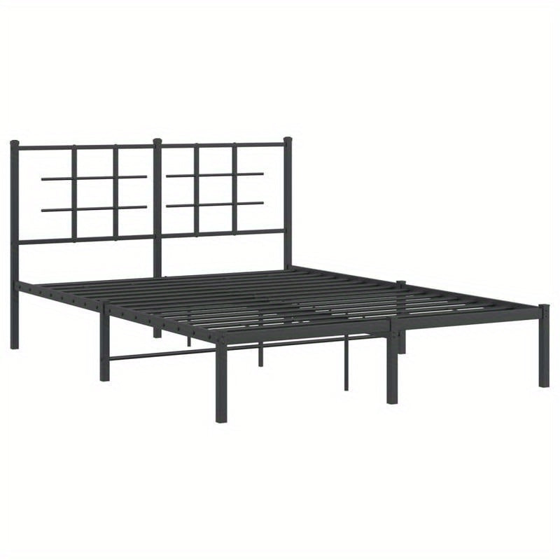 Bed Frame with Headboard Metal Black 135X190 Cm