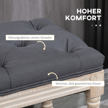 Opbergbank – Zitbank – Schoenenbank – Halbank – Opbergmeubel – Vintage Design – Rubberen Houten Frame – Comfortabele Zitting Met Knoopstiksel