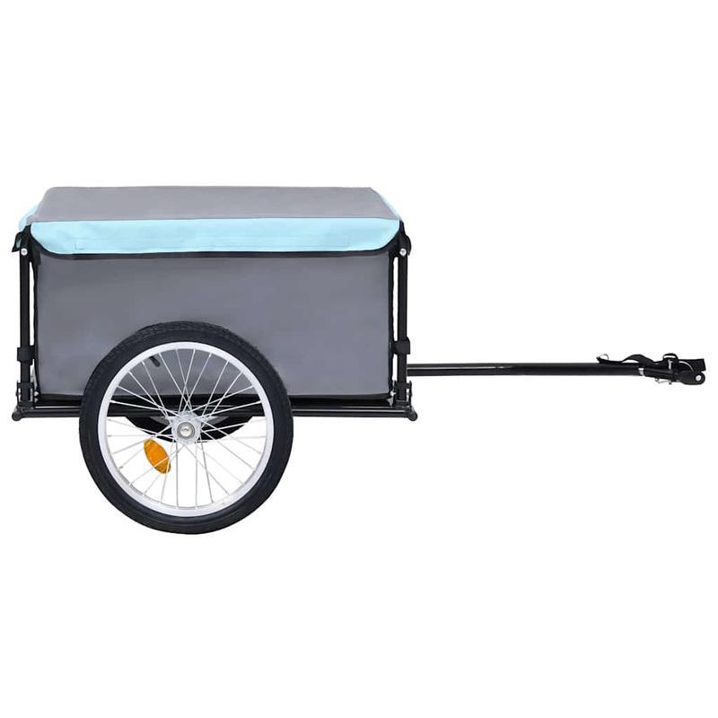 Fietskar – Fietsaanhanger – Bagagekar – Lastenfiets – Transportkar – Zwarte/blauwe stalen frame – Draaggewicht 65 kg – Snelkoppelsysteem