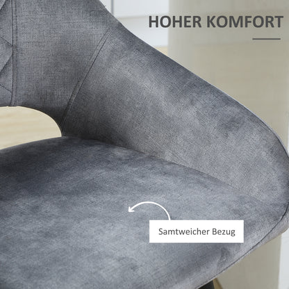 Barkrukken – Barstoelen – Bistrostoelen – Keukenstoelen – Counterstoelen – Fluweel Bekleed – Stevig Stalen Frame – Zithoogte 67 cm – Set van 2 – Grijs