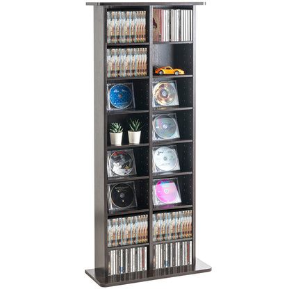 Dvd Kast – Cd Kast – Mediakast – Opbergkast – Boekenkast – 8 Verstelbare Planken – Ruimte voor 464 cd’s – Donker Koffiekleur – Stevig Houtvezelplaat