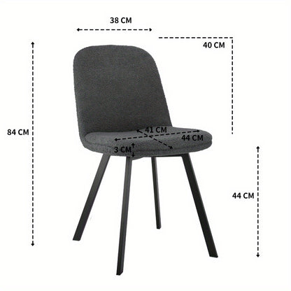 Eetkamerstoel – Stoel – Kuipstoel – Keukenstoel – Dining Chair – Teddy Fleece – Zachte Bekleding – Stabiel Metalen Frame – Set van 2