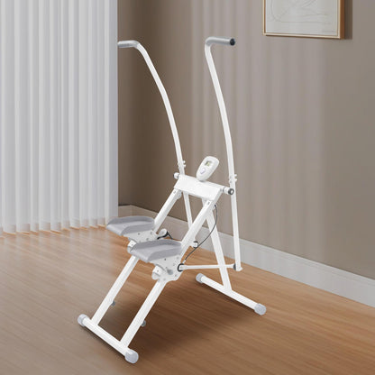 Foldable Manual Stair Stepper Machine - White Vertical Exercise Climber with Adjustable Resistance, Control & Space-Saving Design for Home Gym, Non- Stair Climber for Cardio, Strength Training, Compact Workout Equipment