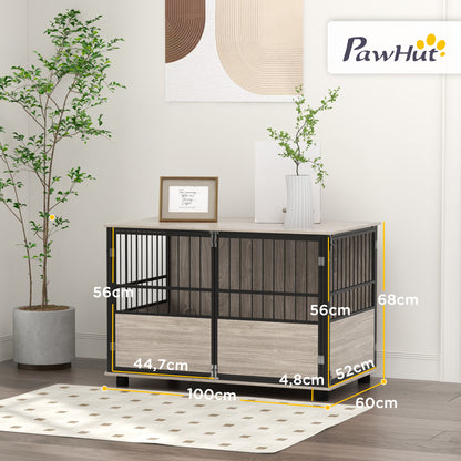 Hondenbench – Hondenkooi – Hondenhok – Benchhuisje – Hondenkennel – Zwart Multiplex – 3 Afsluitbare Deuren – 100x60x68 cm – Geschikt Voor Honden Tot 30 kg